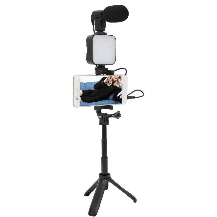 Mey İthalat® Video Making Kit Telefon Tutucu Vlog Video Mini Led Işıklı