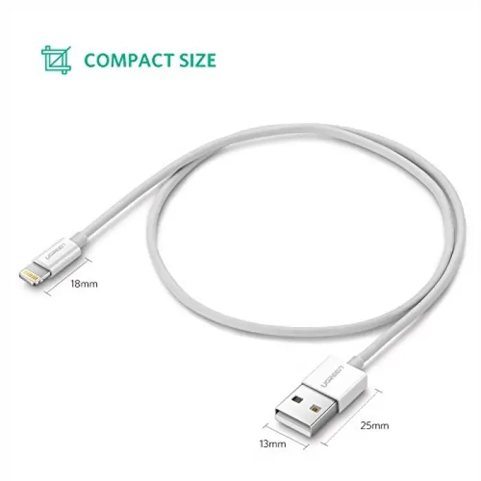 MFi Lisanslı USB-A & Lightning Şarj ve Data Kablosu, 2 Metre, Beyaz