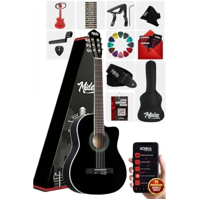 Mgx-100BK-Bag 4/4 klasik gitar, sap ayarlı, gül klavye