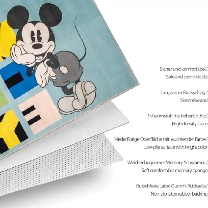 Mickey Mouse Lisanslı Karakter Baskılı %100 Polyester Halı Çok Renkli 80x120 cm