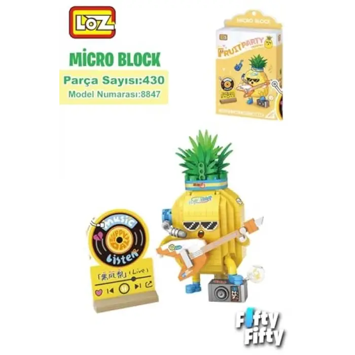 Micro Block Gitarist Ananas Figürü, 430 Parça, Fflz-8847