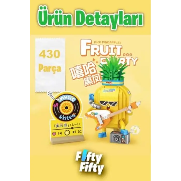 Micro Block Gitarist Ananas Figürü, 430 Parça, Fflz-8847