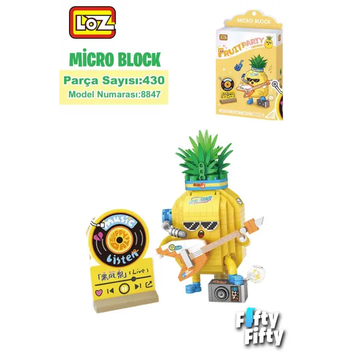 Micro Block Gitarist Ananas Figürü, 430 Parça, Fflz-8847