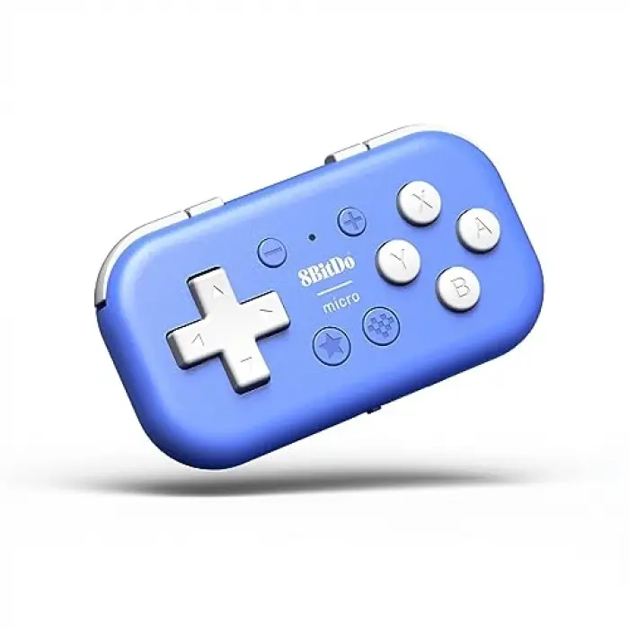 Micro Bluetooth Gamepad Pocket-sized Mini Controller for Switch; Android, and Raspberry Pi, Supports Keyboard Mode (Blue)