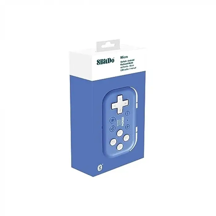 Micro Bluetooth Gamepad Pocket-sized Mini Controller for Switch; Android, and Raspberry Pi, Supports Keyboard Mode (Blue)