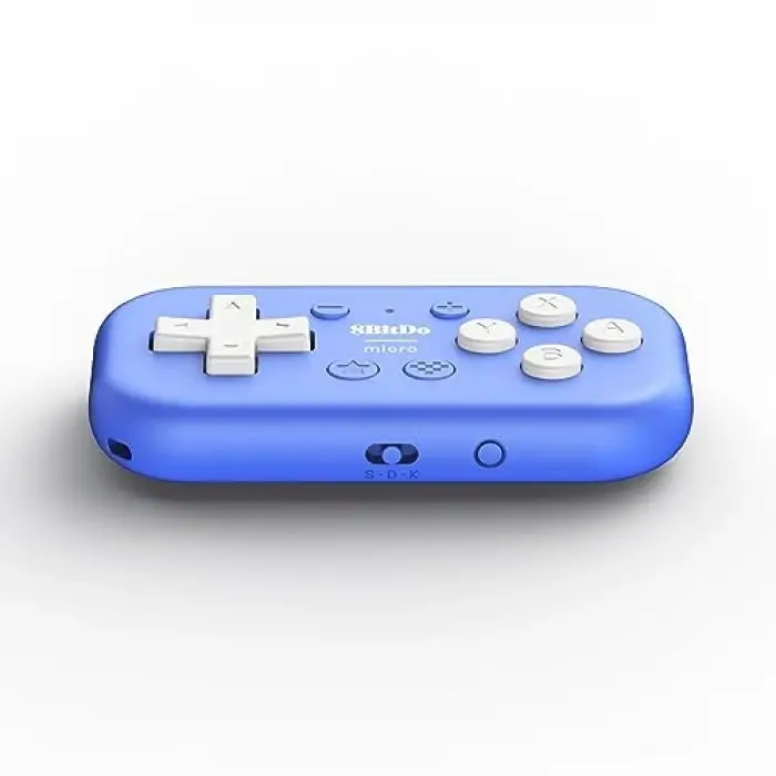 Micro Bluetooth Gamepad Pocket-sized Mini Controller for Switch; Android, and Raspberry Pi, Supports Keyboard Mode (Blue)