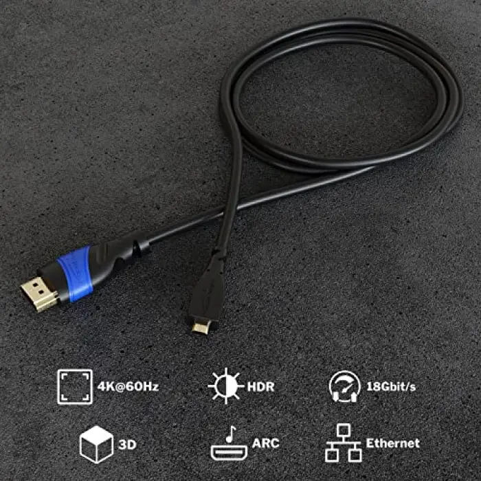 micro-HDMI kablosu 2m, 4K@60Hz, çift yönlü
