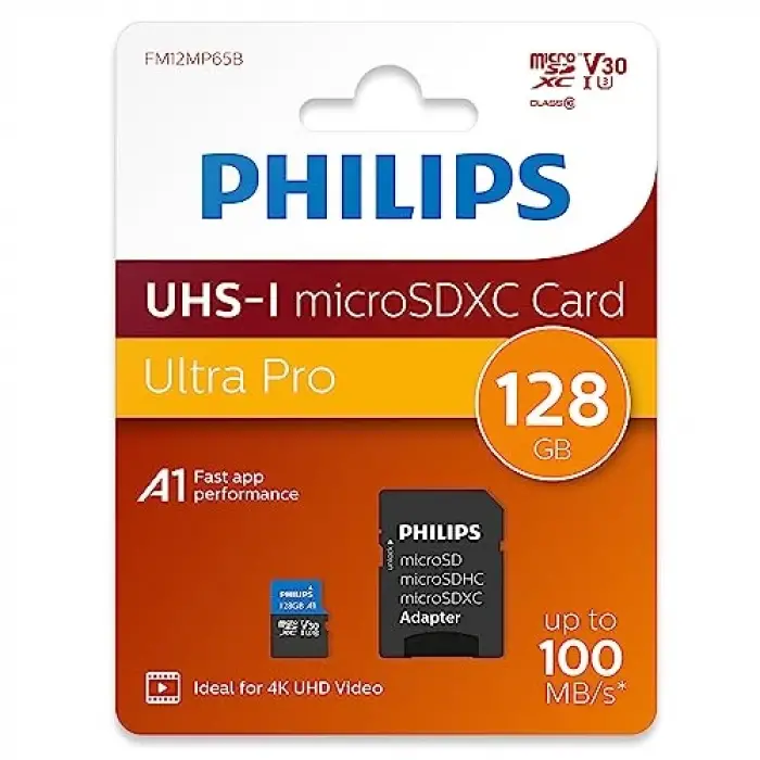Micro SDXC Kartı 128 GB, Class 10 UHS-I U3 4K, Adaptör