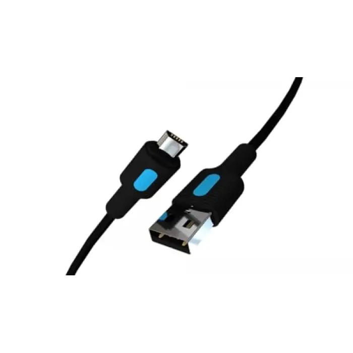 Micro USB Hızlı Şarj Kablosu Siyah + Mavi/Siyah Uç 150 CM