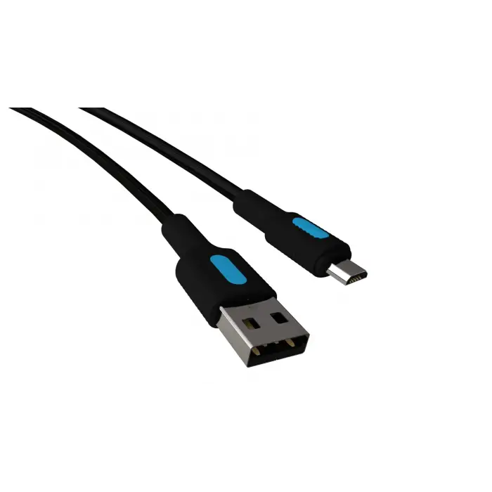 Micro USB Hızlı Şarj Kablosu Siyah + Mavi/Siyah Uç 150 CM