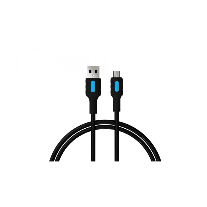 Micro USB Hızlı Şarj Kablosu Siyah + Mavi/Siyah Uç 150 CM