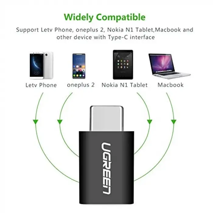 Micro USB - Type-C Dönüştürücü Adaptör, Siyah
