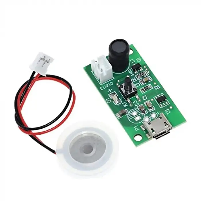 Micro Usb Ultrasonik Nem Üretici Devre + Seramik Disk Transducer 5V 2W Soğuk Buhar Sis Duman Atomizer 38ml/saat 16mm-20mm Piezoelektrik Disk