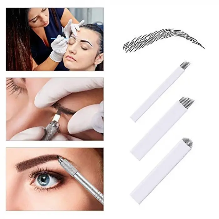 Microblading İğneleri 60 adet S7, S12, U18 Çeşitli Kalıcı Makyaj Manuel Kaş Dövme İğnesi Microblading Bıçakları Microblading Kitleri