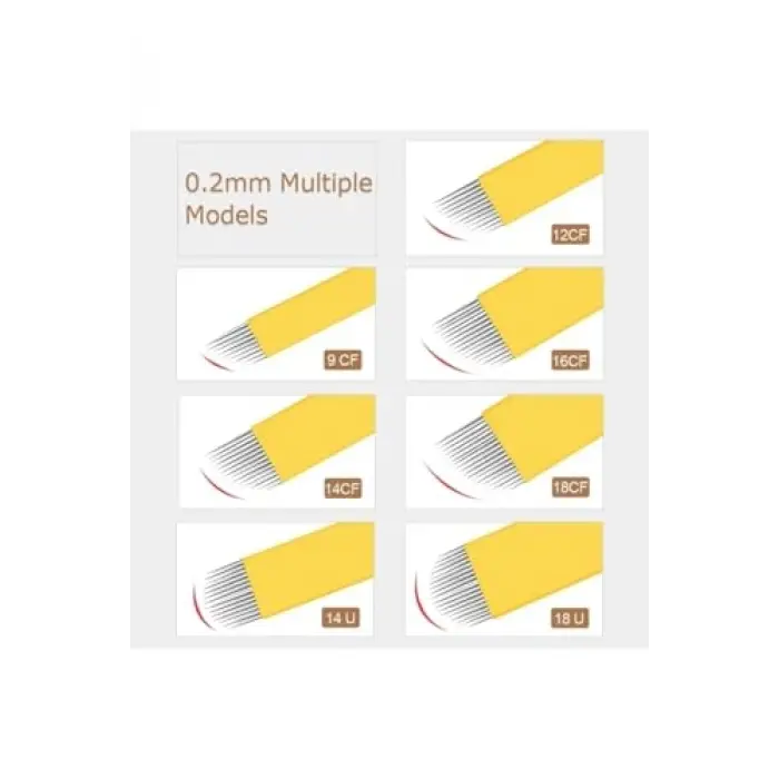Microblading İğnesi, 16CF, 0.20 mm, Tıbbi Paslanmaz Çelik, 10 Adet, Sarı