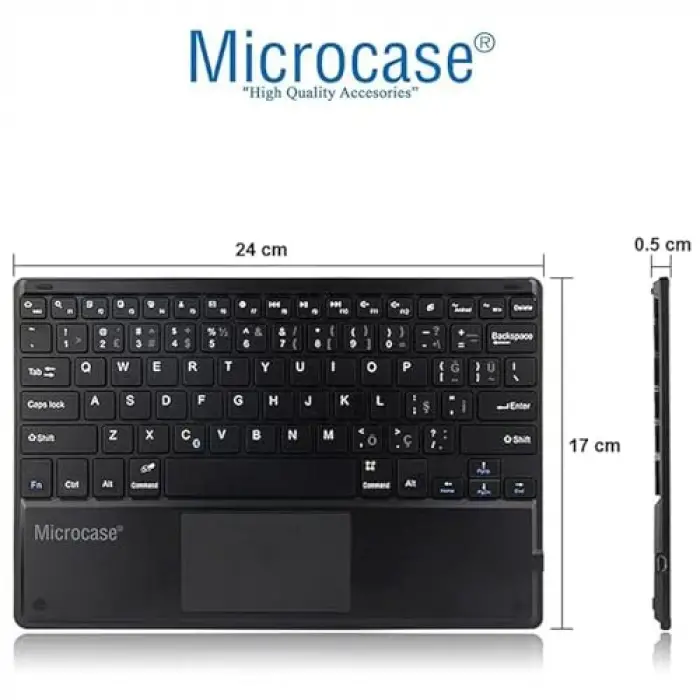 Microcase Samsung Galaxy Tab A9 Plus SM-X210 11 inch Tablet Bluetooth Touchpad Klavye + Standlı Suni Deri Kılıf -BKK5