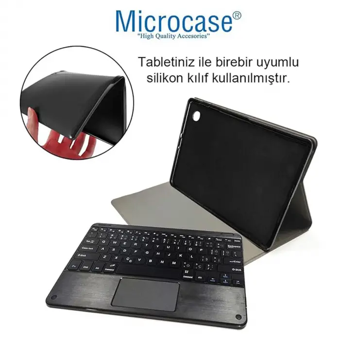 Microcase Samsung Galaxy Tab A9 Plus SM-X210 11 inch Tablet Bluetooth Touchpad Klavye + Standlı Suni Deri Kılıf -BKK5