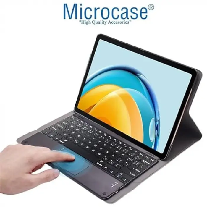 Microcase Samsung Galaxy Tab A9 Plus SM-X210 11 inch Tablet Bluetooth Touchpad Klavye + Standlı Suni Deri Kılıf -BKK5