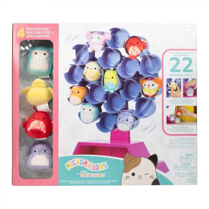 Micromallows SQMM0044 Dönme Dolap Ekranı, 4 Mini Peluş Figür, 6,5 cm