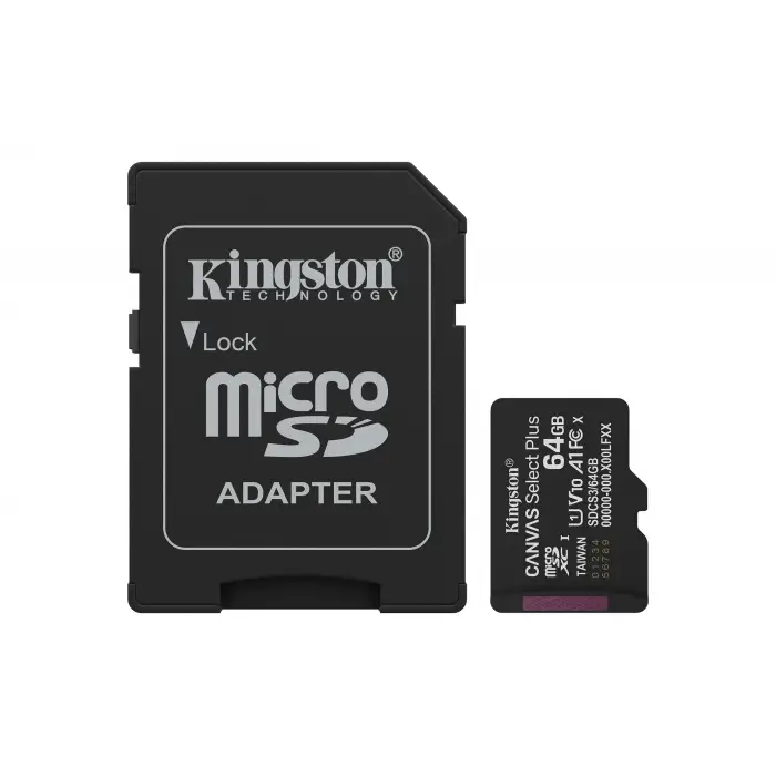 microSDXC, 64GB — Canvas Select Plus Gen3 100MB/s A1 Card + Adapter