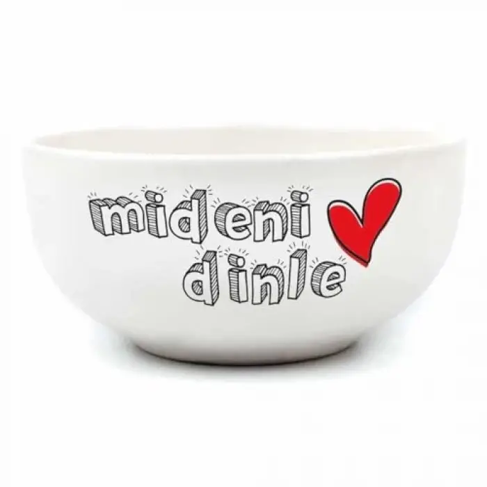 Mideni Dinle Krem Seramik Kase