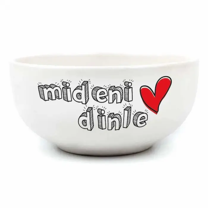 Mideni Dinle Krem Seramik Kase