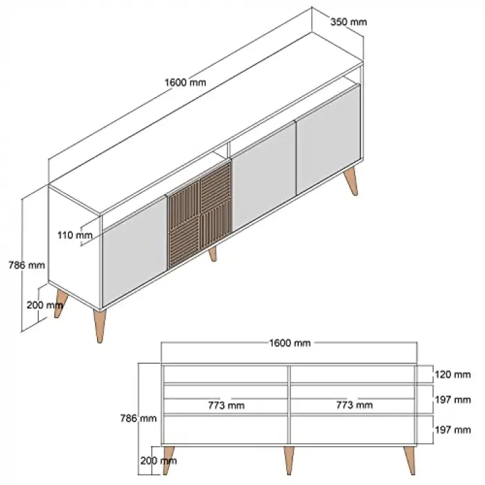 Milan 160cm Konsol (CEVİZ/ANTRASİT)