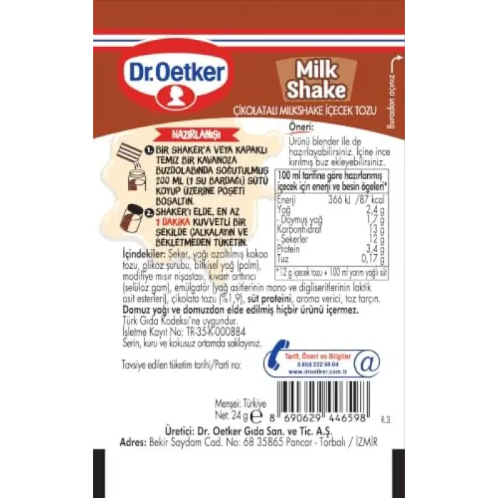 Milkshake Çikolatalı 24 g x 1 Adet