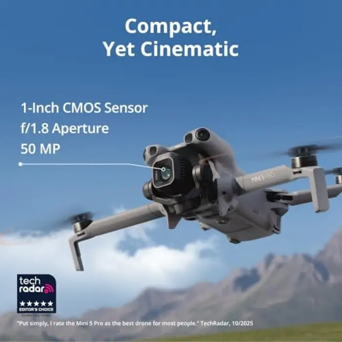 Mini 5 Pro Fly More Combo Plus ( RC2) | Yeni Başlayanlar için 4K Drone, Engel Algılama, ActiveTrack 360 °, 225 ° Gimbal Döndürme, Uzatılmış Pil Ömrü