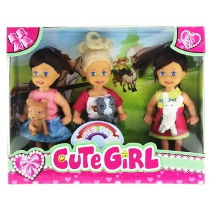 Mini Bebek ve Evcil Hayvan Üçlü Set