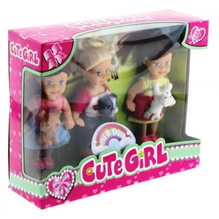 Mini Bebek ve Evcil Hayvan Üçlü Set