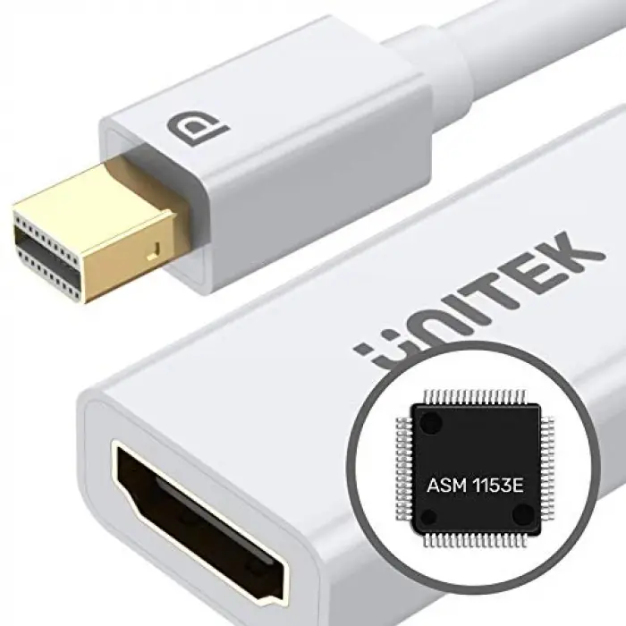 Mini DisplayPort HDMI adaptörü - Thunderbolt 1/2 (Mini DP) HDMI 1.4 soket adaptörü sinyal dönüştürücü │ 4K, 20 cm kablo, beyaz │ Macbook Air, Pro, iMac, Lenovo Thinkpad vb. ile uyumlu