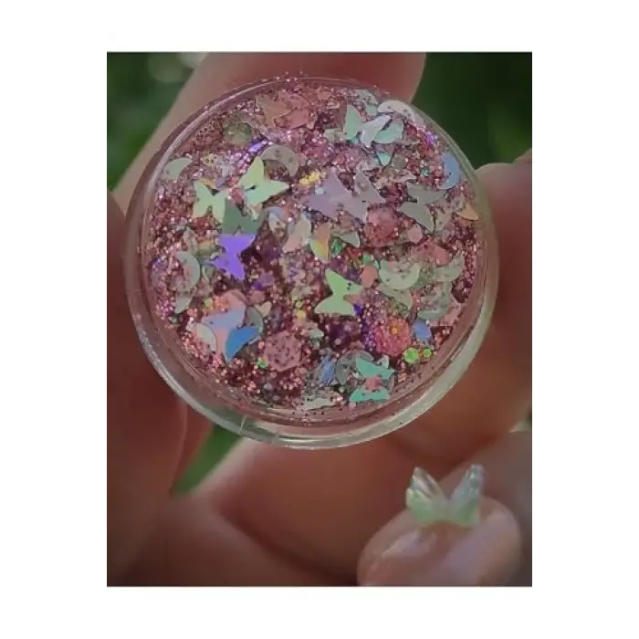 Mini Doğal Jel Glitter - Kiraz Çiçeği Kelebek