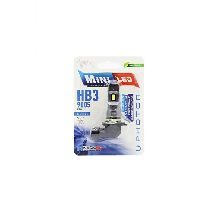 Mini Hb3 9005 12-24V Compact LED Ampul, Tekli Blister Pht CP2305 B1