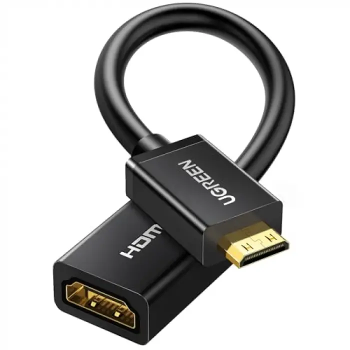 Mini HDMI adaptörü, 4K 60Hz, 18Gbit/s, Mini HDMI erkek HDMI dişi, 3D destekli, Raspberry Pi Zero, Canon Eos 700D ve Nikon D5300 uyumlu, 20 CM