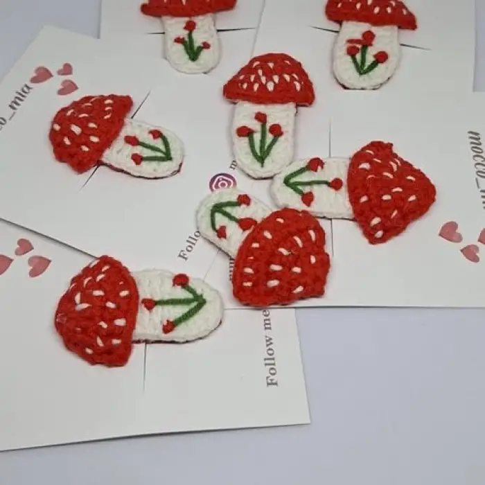 Mini Mantar Figürlü Çıtçıtlı Saç Tokası