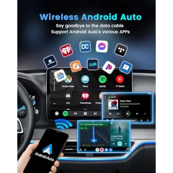 Mini SE Pro Kablosuz CarPlay ve Kablosuz Android Oto Adaptörü, USB-C/A Evrensel Araç Adaptörü iOS/Android için