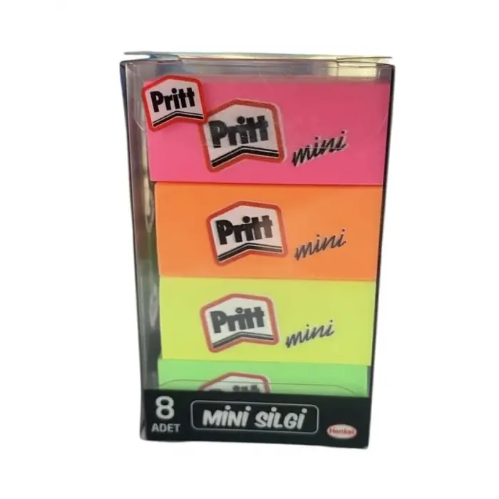 Mini silgi seti, 8 adet, renkli, asetat malzeme