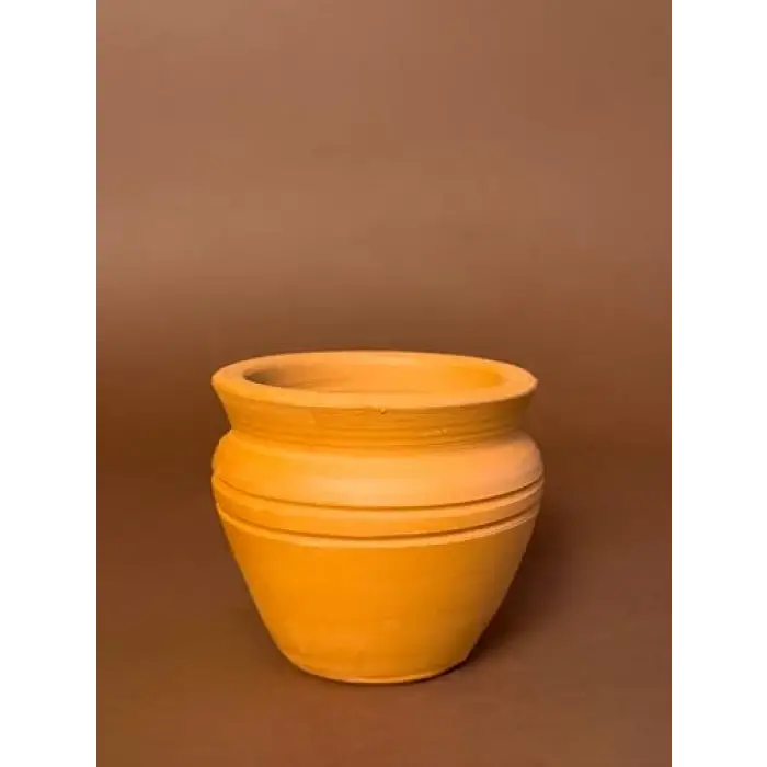 Mini Toprak Saksı 9 cm Şerit Detaylı