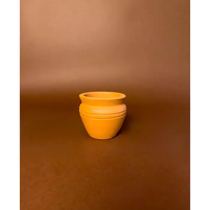 Mini Toprak Saksı 9 cm Şerit Detaylı
