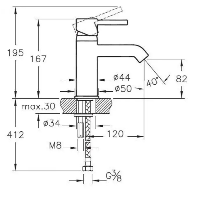 Minimax S A41984 Lavabo Bataryası, Krom
