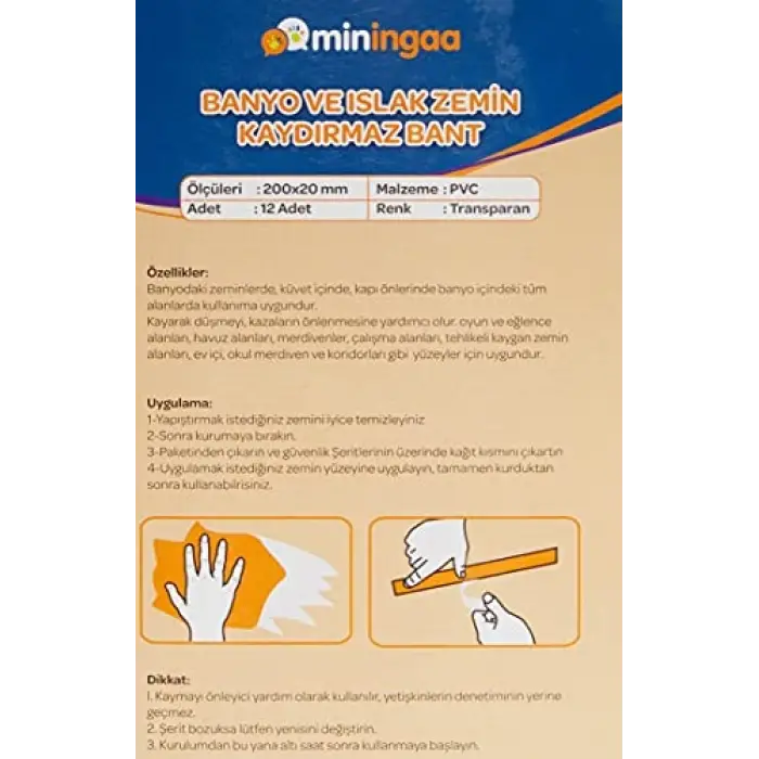 Miningaa BAS001 Banyo Ve Islak Zemin Kaydırmaz Bant (Şeffaf)