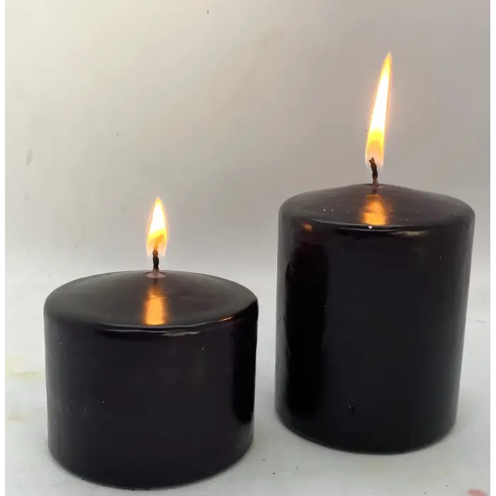 MİSSİ 2Lİ SİYAH KALIN MUM SETİ (7 CM ÇAP)