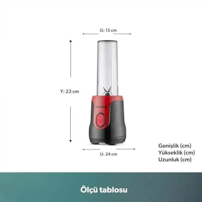Mixfresh 7026H Kişisel Smoothie Blender Siyah Kırmızı