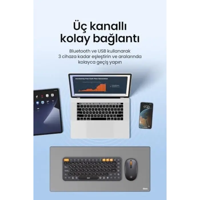 MK350 Creator Pro Combo Sessiz 3 Kanallı Bluetooth + 2.4G Wireless Türkçe Q Klavye Mouse Seti (Grafit Gri)