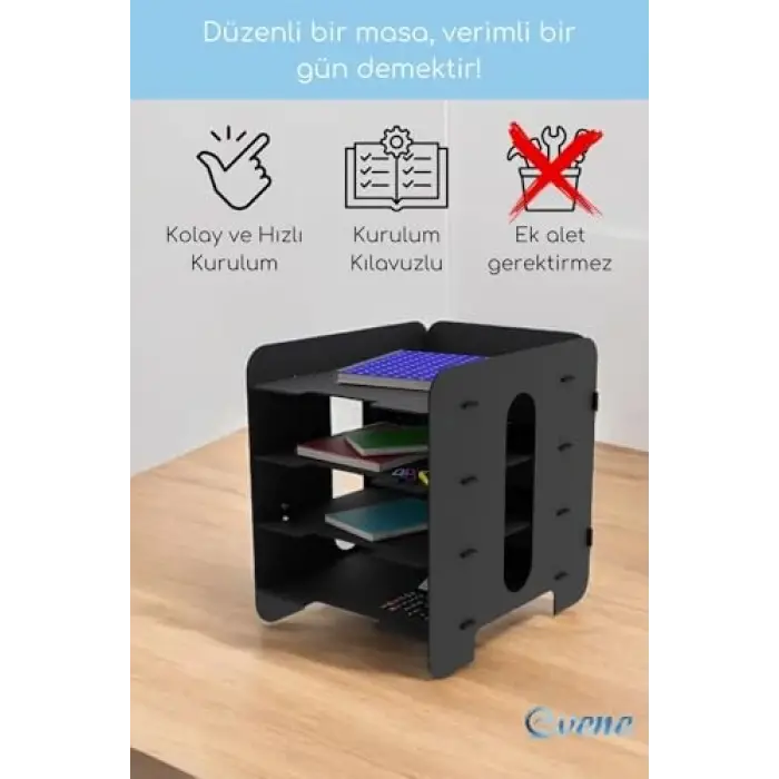 Model 1 Siyah Ahşap Masaüstü Evrak Rafı ve Dosya Organizeri, eorganizer1