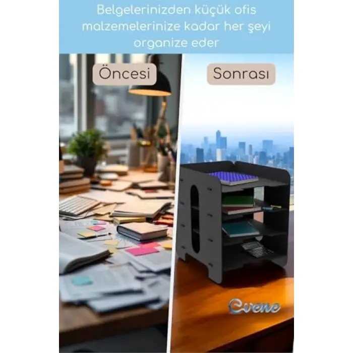 Model 1 Siyah Ahşap Masaüstü Evrak Rafı ve Dosya Organizeri, eorganizer1