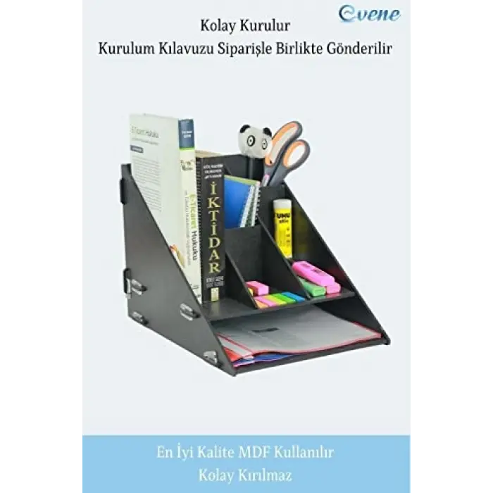 Model 4 Siyah Ahşap Masaüstü Dosya ve Evrak Rafı