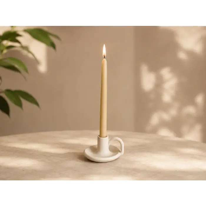 Modern Beyaz Mumluk, Dekoratif Mum Tutucu, Masa ve Sofra Şamdanı