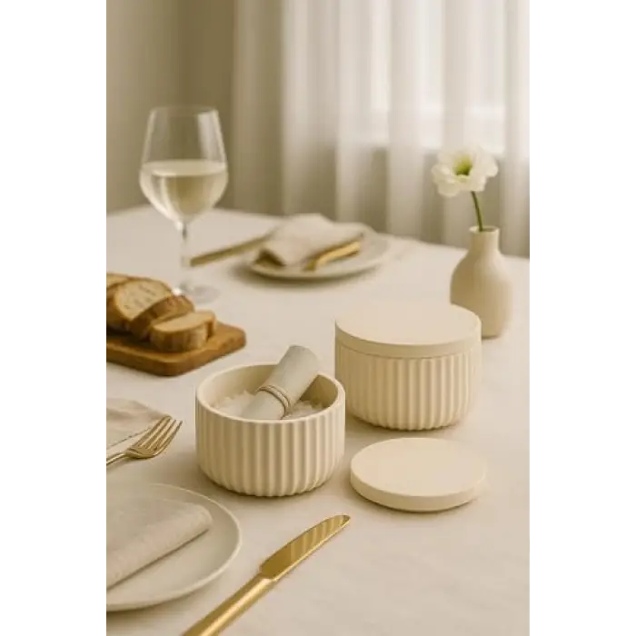 Modern Çizgili Kapaklı Organizer – 4 Parça Set (10,5 × 6,5 Cm)